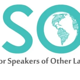 "ESOL" in teal font with the "O" portraying a globe. Below it reads "English for Speakers of Other Languages."