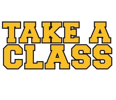 "Take a Class" written in bold, yellow font.