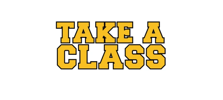 "Take a Class" written in bold, yellow font.