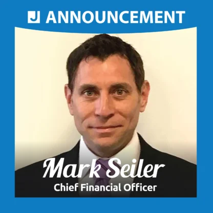 A man in a suit and tie is pictured with the text "ANNOUNCEMENT: Mark Seiler, Chief Financial Officer" on a blue and white background.