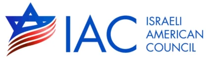 Israeli American Council logo with a blue Star of David and red stripes next to the initials "IAC" and the words "Israeli American Council.