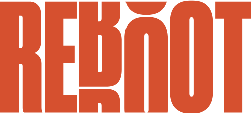 The word “REBOOT” is displayed in bold, uppercase, orange letters on a white background.