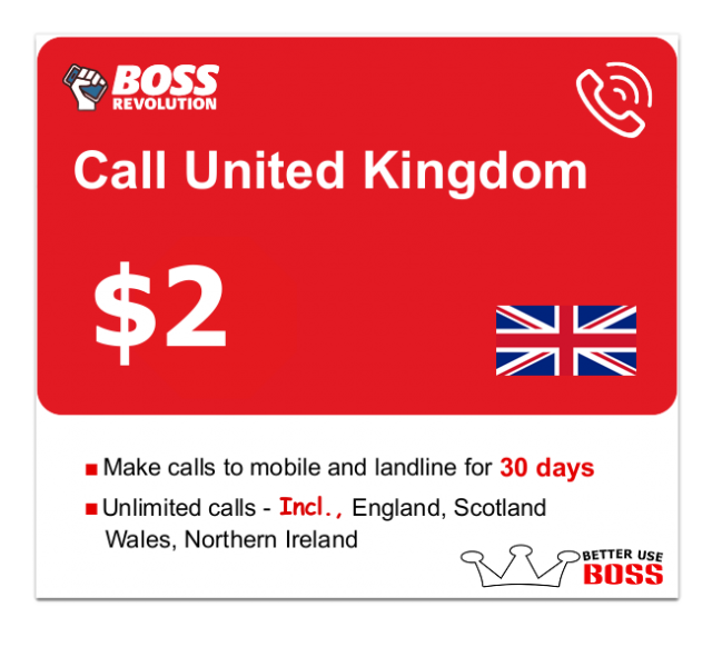 2 Unlimited Calls to the United Kingdom for 30 Days Cheap calls to UK