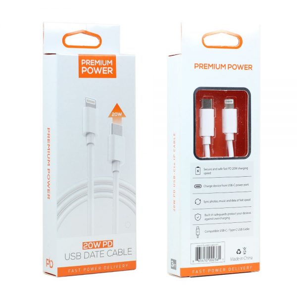 iPhone 20W PD Fast Charging USB-C to Lightning USB Cable 3FT (White) - Image 3