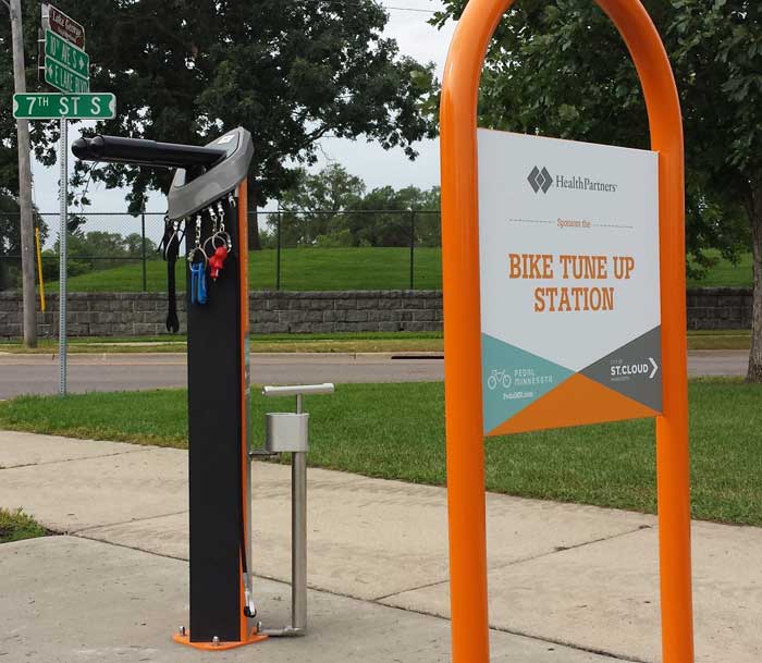 Public Repairs Get Fancy with Bike Fixstation's New Deluxe Public Work Stand Bikerumor