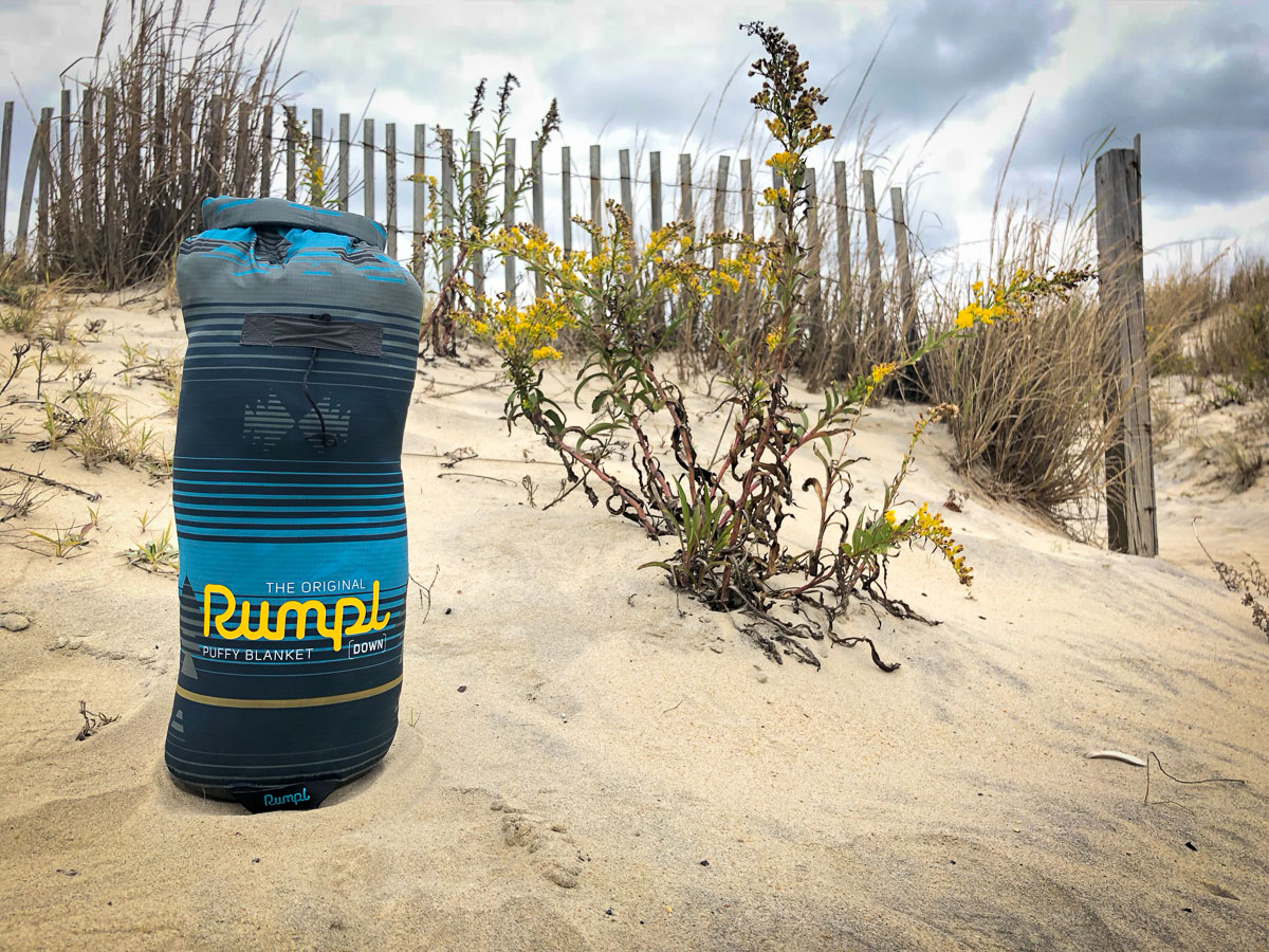 Vanlife review Rumpl puffy down blanket will keep you warm on the go