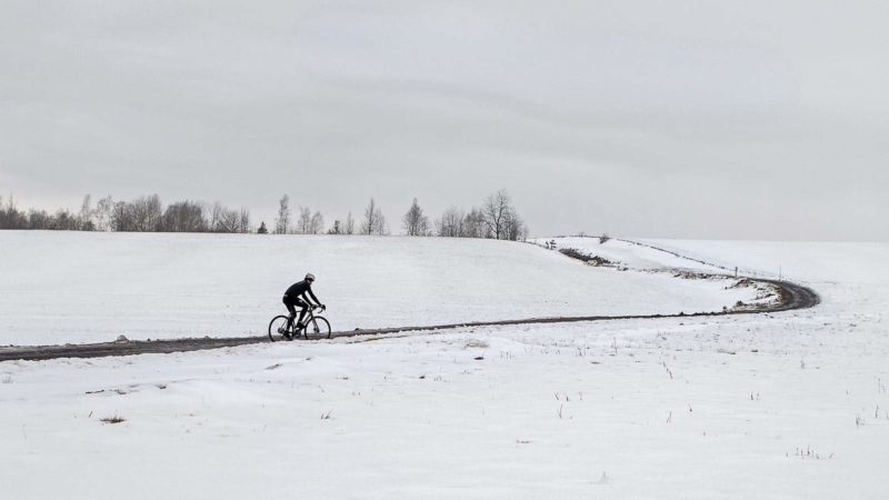 red cycling products mountain winter