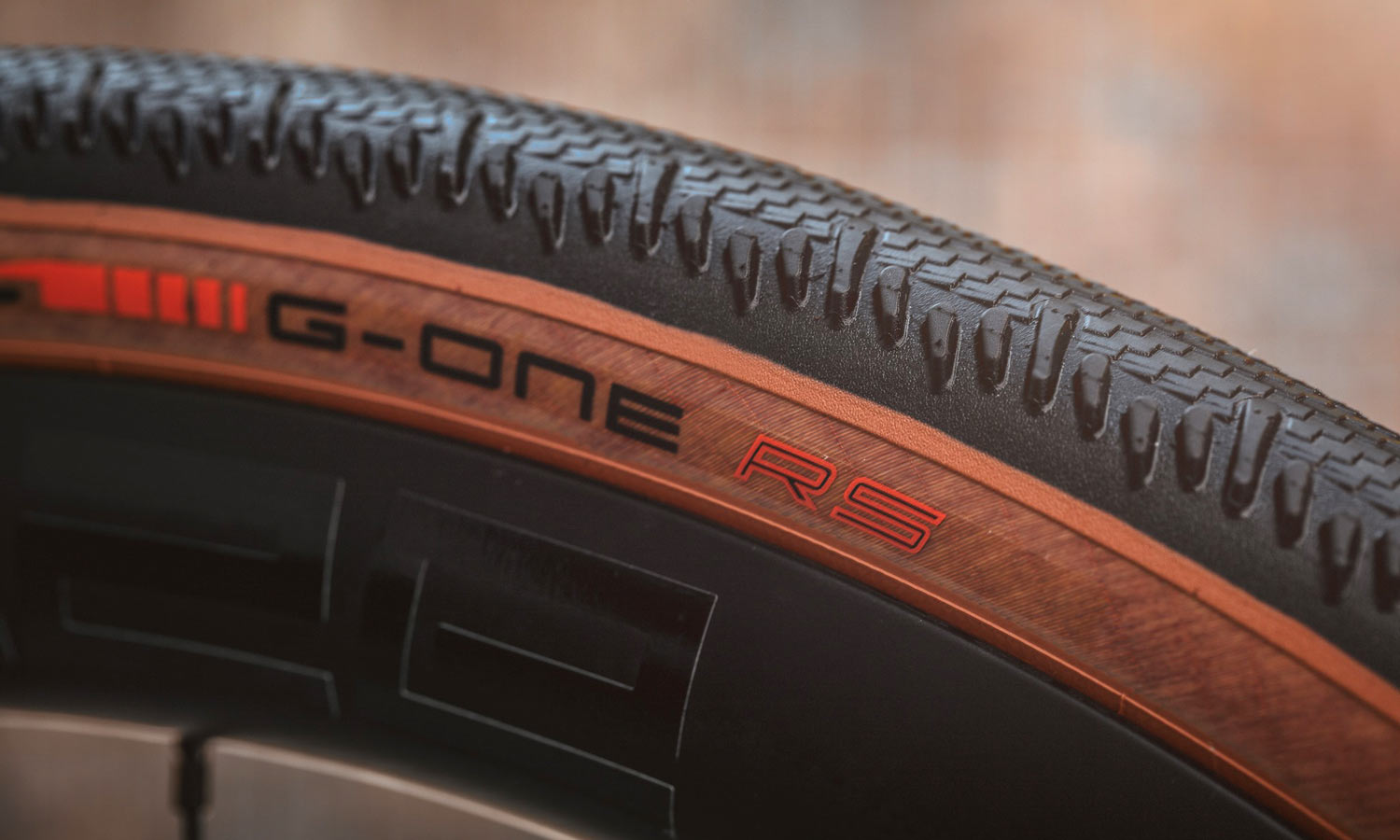 Schwalbe G-One RS gravel racing tire is 20% percent faster, less rolling-resistance, tanwall transparent sidewall only