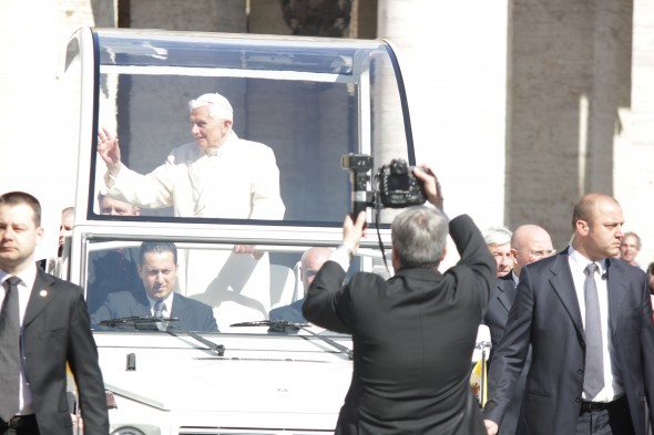 Pope Benedict XVI during a papal audience at St. Peter's Square in Vatican City. | Photo by Trinna Leong.