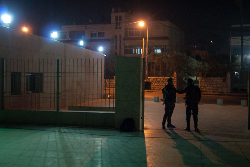 Guards outside the tomb of Yassir Arafat in Ramallah.