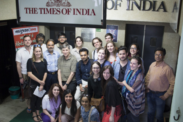 India Yatra reporters pose with editors from The Times of India. Photo by Han Zhang.
