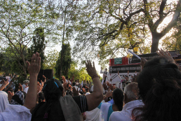 Thousands of Catholics and Protestants in Ahmedabad protested the recent wave of attacks following the rape of an elderly nun in Kolkata, West Bengal, on March 14. Photo by Arielle Dreher.