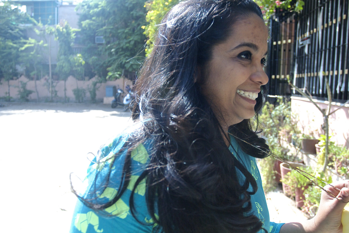 Solanki wears her sacred tulsi-bead necklace at all times.