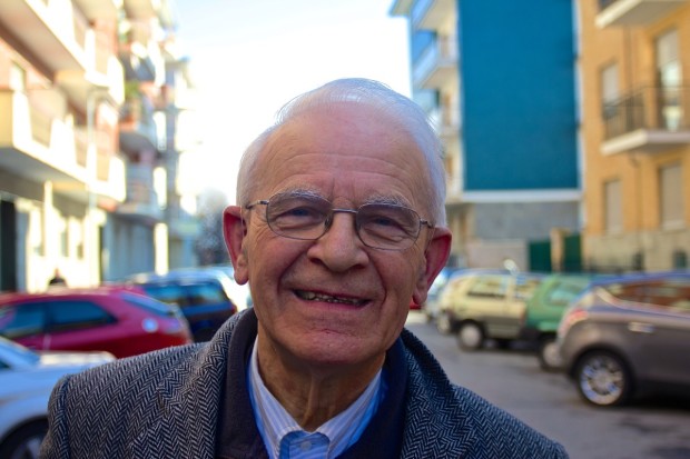 Franco Barbero, a former Catholic priest, stands in front of his home in Pinerolo, Italy. March 17, 2016. (Fahmo Mohammed)