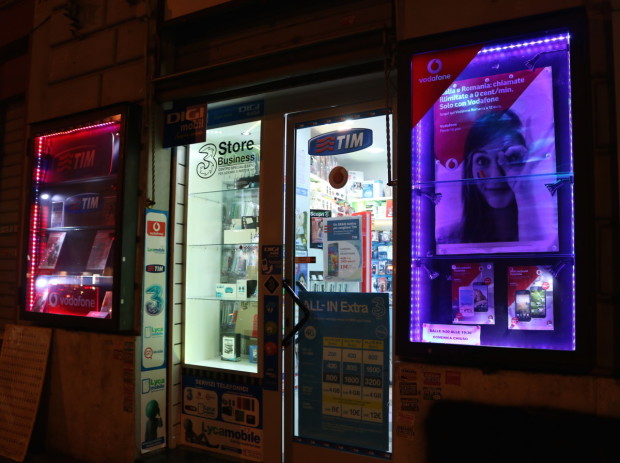This tiny telephone services store on Via Delle Fornaci is just across the street from Vatican City.