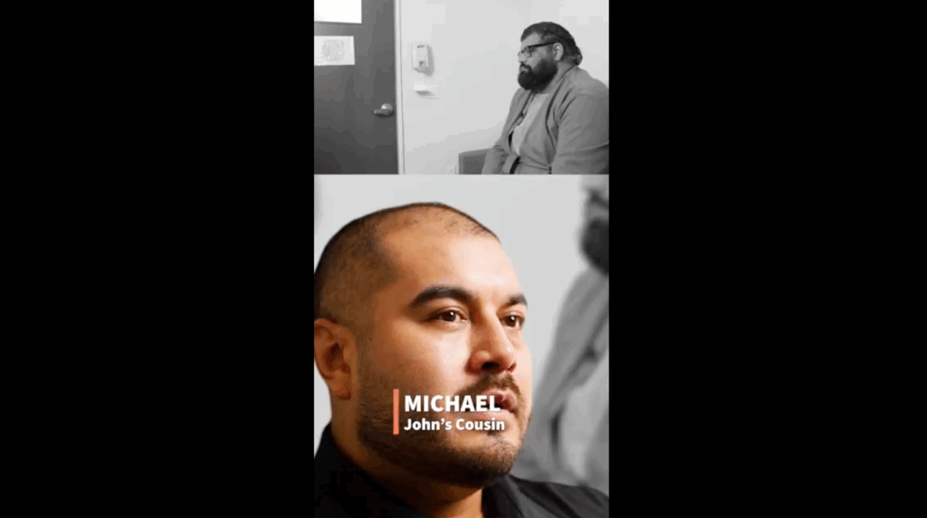 Michael, John’s cousin, expresses his worries about John’s mental health declining because his painful scalp lumps.