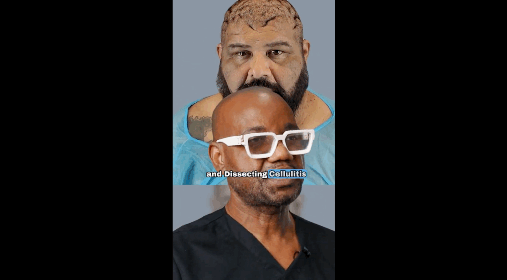Dr. Sanusi Umar explains the intertwined condition of John’s scalp in order to provide appropriate treatment methods for long-term healing.