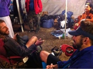 Sharman, Krupicka, and Koerner post-race at the 2011 Rocky Raccoon 100