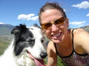 Junebug the dog trail running in Montana