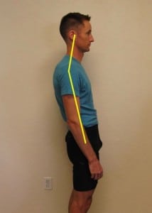 The "sitting back" torso position.