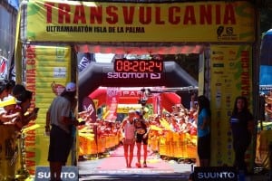 Emelie Forsberg - 2013 Transvulcania Ultramarathon - finish with Nuria