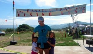 Ryan and daughters, Sierra and Aspen at the Wasatch finish line.