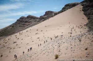 Runners on the El Otfal Jebel - 2014 Marathon des Sables