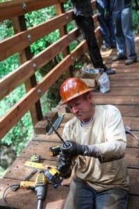 Bill Rose assembling the new Pacific Slab Bridge