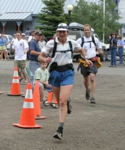 Betsy Kalmeyer finishing first woman at the 2004 Hardrock 100