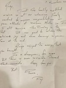 Note from Ray Scannell to AJW