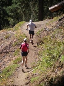 Glenn Tachiyama and Kathleen Eagan running