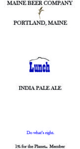 Maine Beer Company Lunch