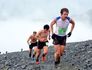 Top 3 men at Mount Marathon summit - 2015 Mount Marathon Race