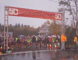 Less than ideal conditions at the Door County Fall 50 start line, by Door County Fall 50 Mile
