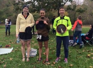 Jennifer Ford and the women's podium at the Patapsco Valley 50k - by Patapsco Valley 50k