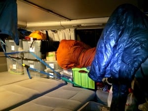 Andrew's gear in the crew van (Andrea Sansone)