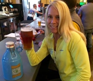 Amy Albu drinking Three Notch'd:Sehkraft Collaboration Pumpkin IPA