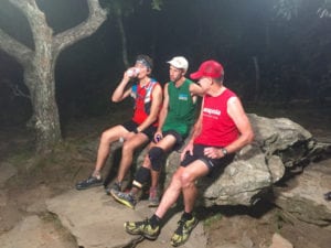 Scott Jurek, Karl Meltzer and David Horton after Karl Meltzer set the supported Appalachian Trail speed record.