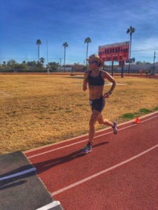 Gina Slaby - 100-mile world record - sun hat