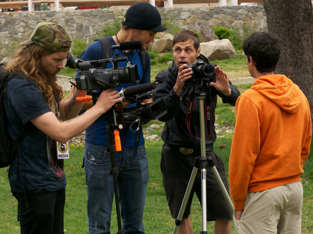Unbreakablle film crew interviewing Kilian Jornet