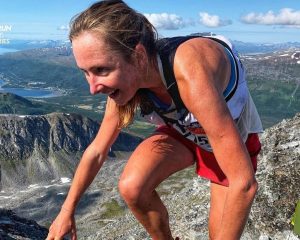 Holly Page - scrambling in 2019 Tromso Skyrace