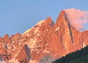 Le Petit Dru in the setting sun.