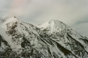 Snowy mountains.