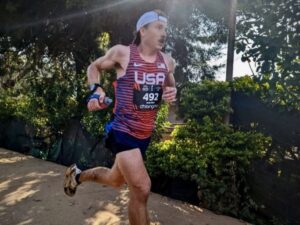 Zach Miller racing in Team USA kit.