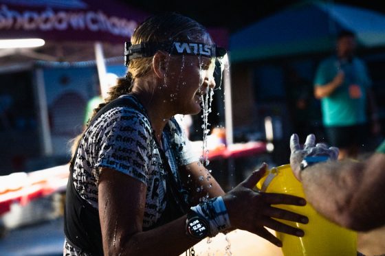 Best Running Headlamp - Ida Nilsson dumps water on head Western States 100 2024