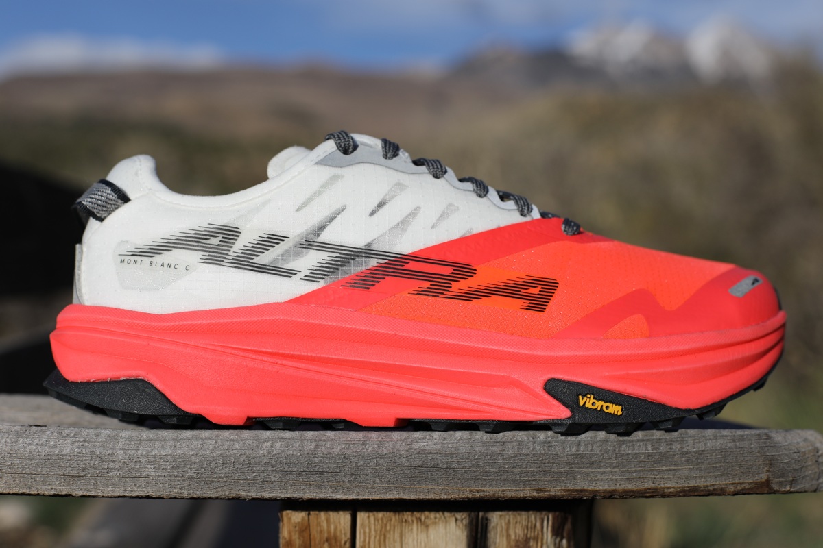 A lateral view of the Altra Mont Blanc Carbon.