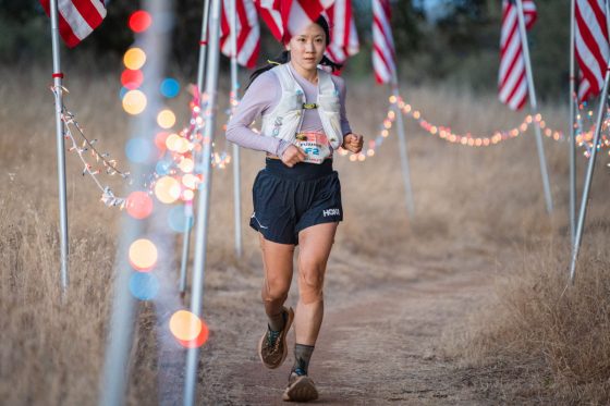 Fu-Zhao Xiang wearing Hoka Rocket X Trail prototype at 2025 Western States 100