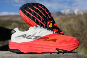 Best Road-to-Trail Shoes - close-up of Altra Mont Blanc Carbon