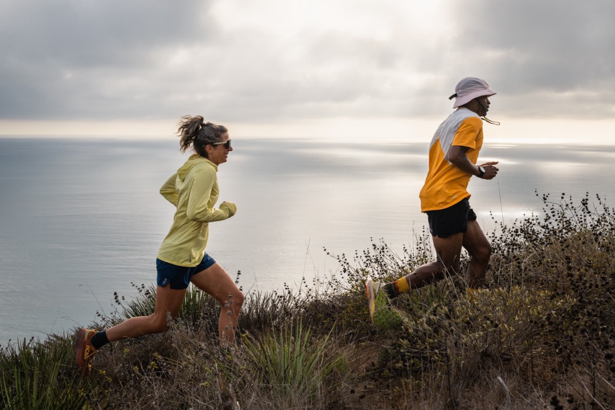 Two runners on the California coast
