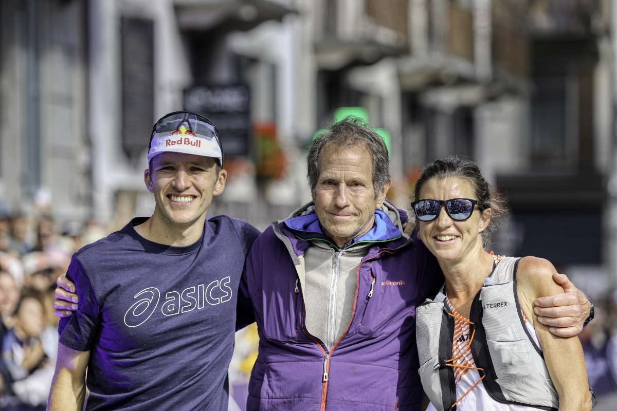 Coach Scott Johnston - Ruth Croft - Tom Evans - 2025 UTMB finish line